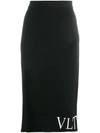 VALENTINO VALENTINO LOGO PENCIL SKIRT - BLACK