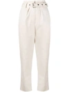 Brunello Cucinelli Cropped Belted Trousers In Neutral