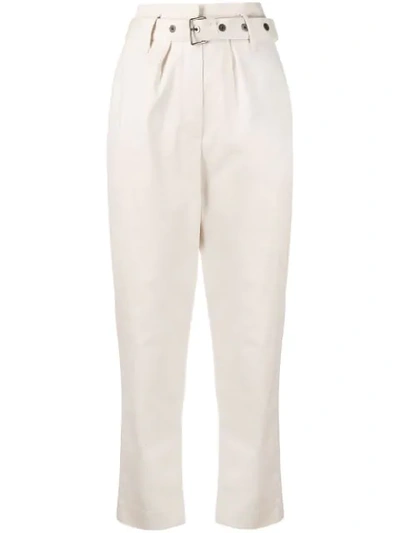Brunello Cucinelli Cropped Belted Trousers In Neutral