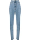 Helmut Lang Femme High-rise Spikes Jeans In Light Stone