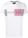 TOMMY HILFIGER TOMMY HILFIGER LOGO条纹印花T恤 - 白色