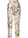 DOLCE & GABBANA LILY PRINT SHANTUNG TROUSERS