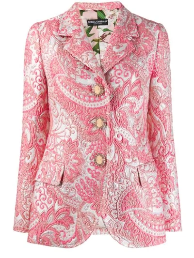 Dolce & Gabbana Metallic Silk-blend Jacquard Jacket In Pink