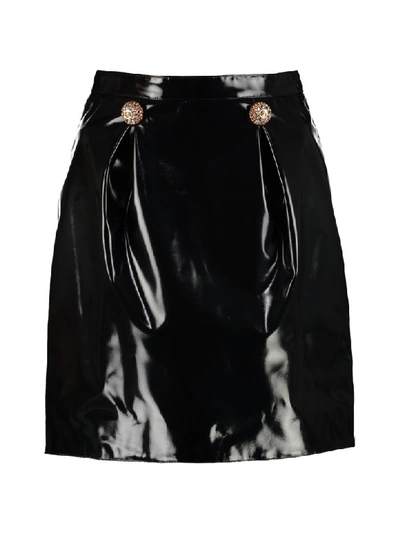 VERSACE FAUX LEATHER MINI SKIRT,10976022