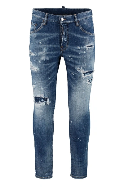 Dsquared2 Skater Distressed Slim Fit Jeans In Denim