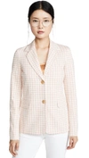 Rosetta Getty Grid Interlocked Button Fitted Jacket In Orange/white