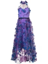 MARCHESA NOTTE FLORAL EMBROIDERED DRESS