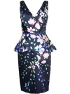 MARCHESA NOTTE FLORAL FITTED DRESS