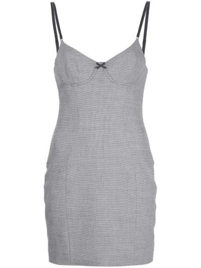 Alexander Wang Houndstooth Fitted Mini Dress In Grey
