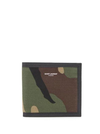 Saint Laurent Camouflage Bifold Wallet - 绿色 In Green