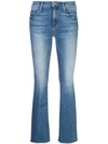 Mother The Weekender Fray High-rise Flared Jeans In Blue