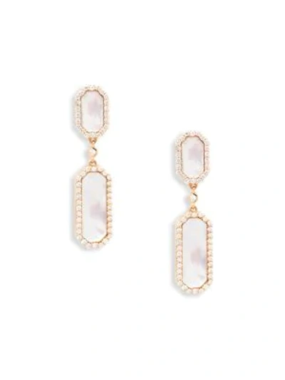 Roberto Coin Two-tone, Diamond & Mother-of-pearl Drop Earrings In Rose Gold