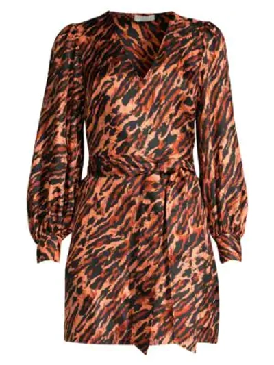 Sandro Lunas Abstract Leopard-print Silk Mini Dress In Wildcat