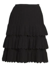 ALAÏA Scallop-Trim Wool-Blend Knit A-Line Skirt