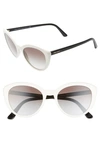 Prada Semi-transparent Acetate Cat-eye Sunglasses In White/ Grey Gradient