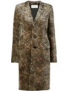 SAINT LAURENT SAINT LAURENT 豹纹短袖单排扣大衣 - 棕色