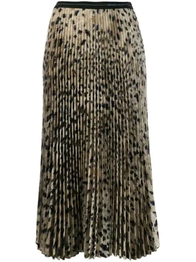 Prada Pleated Leopard Print Skirt - 大地色 In Beige