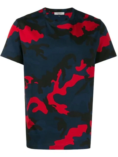 Valentino Camouflage Print T-shirt In Navy