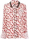 N°21 Embellished Collar Print Silk Shirt In Stampa Fondo Bianco