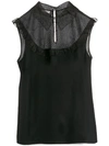 MIU MIU MIU MIU LACE PANEL TANK TOP - BLACK