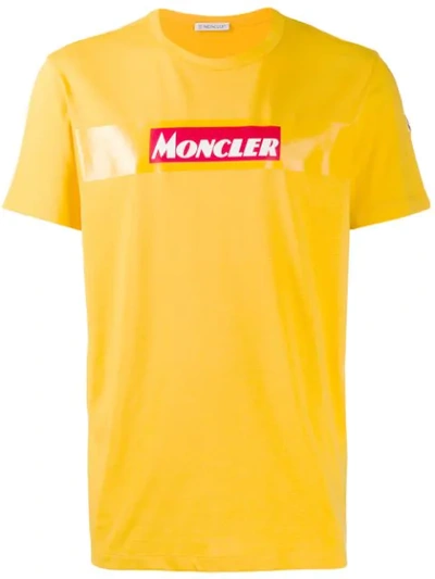 Moncler Logo Tape Print T-shirt In Yellow