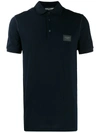 Dolce & Gabbana Cotton Polo Shirt With Logo Plaque Detail In Black