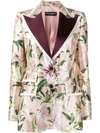 DOLCE & GABBANA LILY-PRINT SINGLE-BREASTED BLAZER