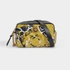 VERSACE Camera Bag in Black and Savage Barocco Printed Leather