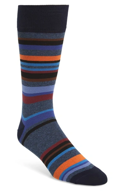Paul Smith Men's Aster Striped Cotton-blend Socks In Blue