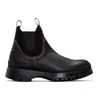 PRADA Black Leather & Neoprene Chelsea Boots