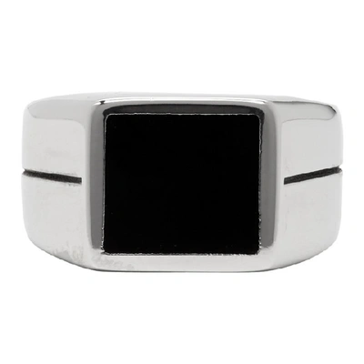 Givenchy Obsidian Silver-tone Signet Ring In 008-blk/sil