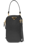 PRADA EMBELLISHED TEXTURED-LEATHER POUCH