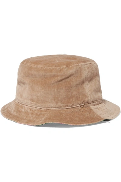 Gucci Reversible Velvet And Printed Silk-twill Bucket Hat In Neutrals