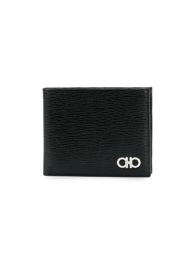Ferragamo Double Gancio Foldover Wallet In Black