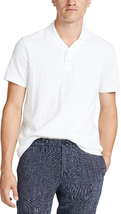Club Monaco Split Neck Polo Shirt In White
