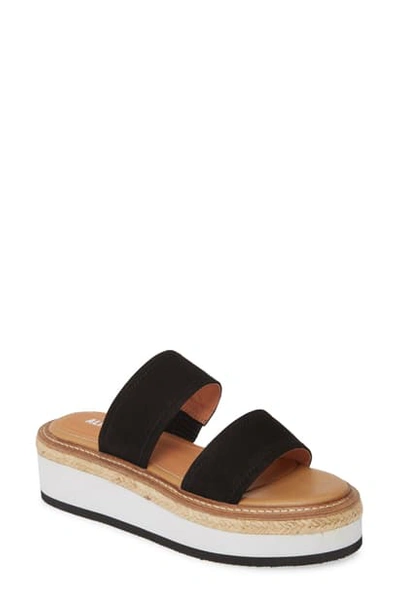 Alias Mae Niacin Platform Espadrille Slide Sandal In Black Nubuck