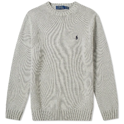 Polo Ralph Lauren Cable Knit Cotton Crew Neck In Grey