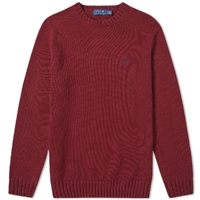 Polo Ralph Lauren Chunky Cotton Knit In Burgundy