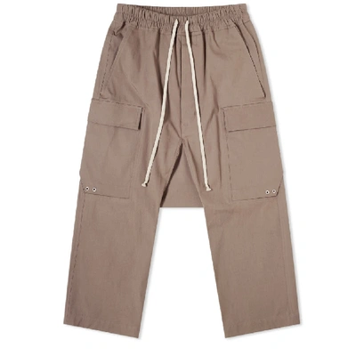 Rick Owens Drawstring Cargo Cropped Trouser In Brown