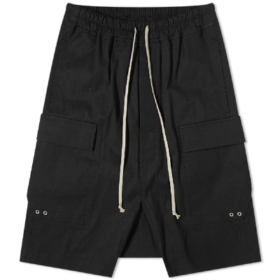 Rick Owens Drawstring Cargo Pods Short In Black