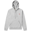 Ami Alexandre Mattiussi Ami Heart Logo Patch Popover Hoody In Grey