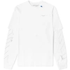 OFF-WHITE Off-White Long Sleeve Diagonal Layered 3M Unfinished Tee,OMAB022E1918500301917