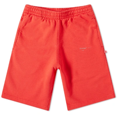 Off-white Logo-print Loopback Cotton-jersey Shorts In Red