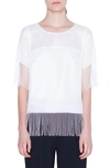 AKRIS PUNTO FRINGE HEM BLOUSE,512300061467