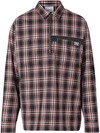 BURBERRY LOGO DETAIL CHECK WOOL TWILL SHIRT