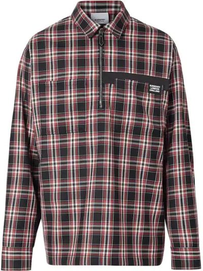 Burberry Logo Detail Check Wool Twill Shirt In Multicolour