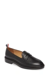 Thom Browne Grained Leather Penny Loafers In Black