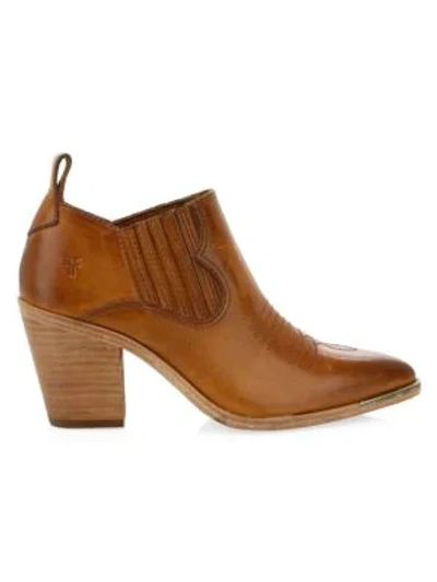 Frye Faye Western Suede Ankle Boots In Chocolate