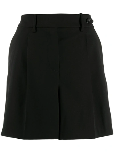 Red Valentino Layered Gathered Cotton-blend Poplin Shorts In Black