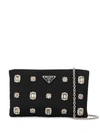 PRADA PRADA CRYSTAL EMBELLISHED CLUTCH - BLACK